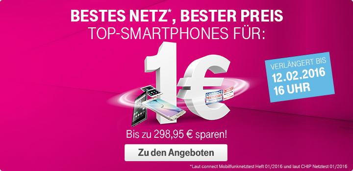 VERL�NGERUNG bis 12.02.2016 16 Uhr: Top-Smartphones f�r 1 �