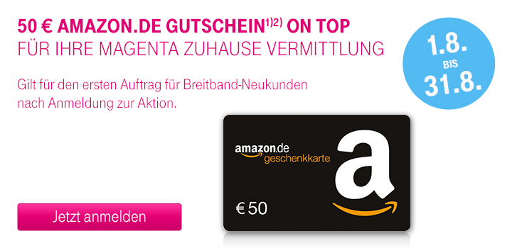 50 � Amazon.de Gutschein f�r die erste Vermittlung im August