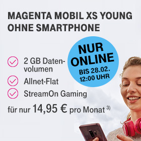 MagentaMobil XS Young f�r 14,95 Euro - 5 Euro Ersparnis im Monat