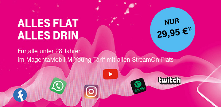 MagentaMobil Young � 120 Euro sparen und StreamOn Flats kostenlos zubuchbar