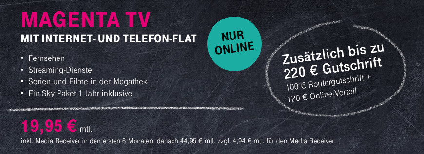 MagentaZuhause - 19,95 � in den ersten 6 Monaten - Neuer Online Vorteil