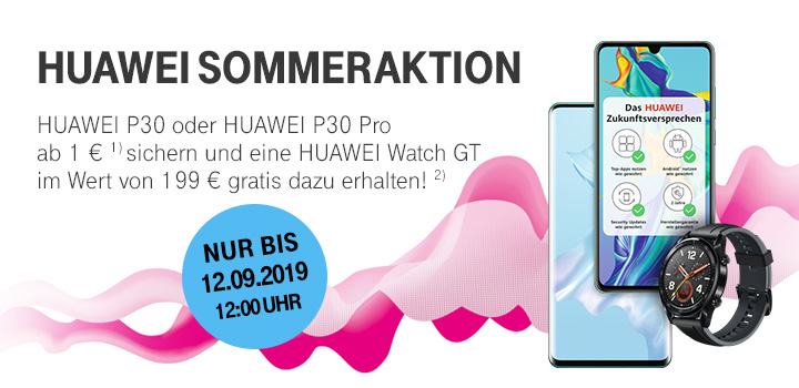 HUAWEI P30-Familie f�r 1 &euro; + HUAWEI Watch GT gratis