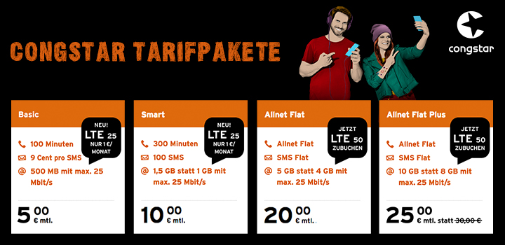 congstar � Herbst-Special: Allnet Flat Plus mit 10 GB f�r 25 �