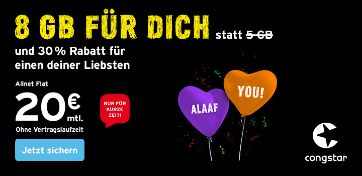 congstar 💕 Alaaf You Aktion + Extra hohe Sonder-Provision verdienen