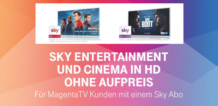 Freischaltung Cinema und Entertainment Paket f�r Sky Abo Kunden