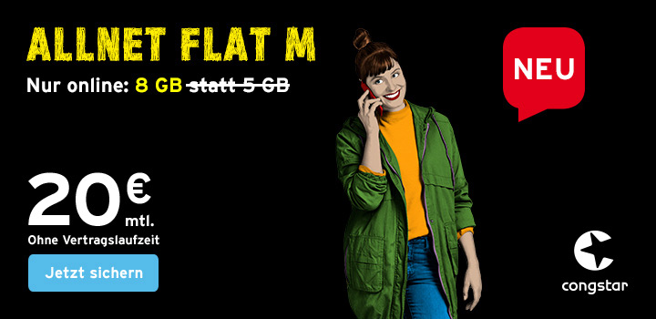congstar Allnet Flat M - mehr Inklusiv-Datenvolumen f�r kurze Zeit