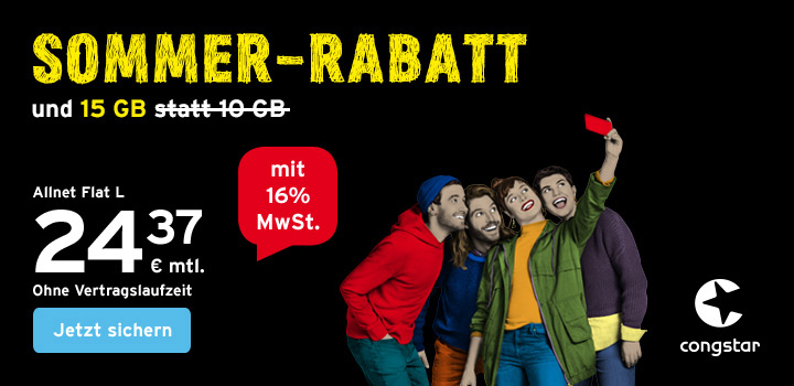 congstar Sommer, Sonne, Schn�ppchen � Allnet Flat zum Aktionspreis