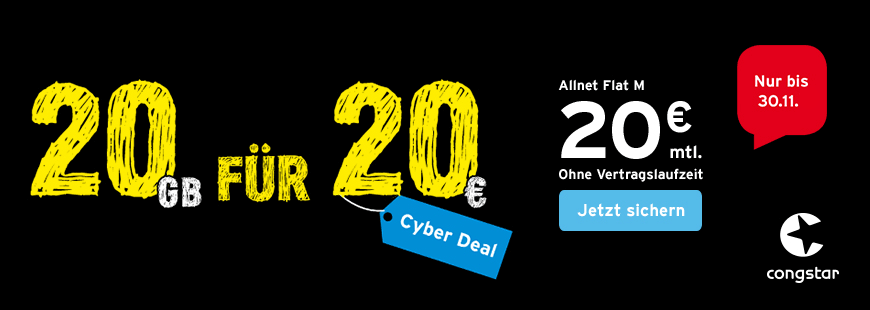 Der congstar Cyber Deal: 20 GB f�r 20 �