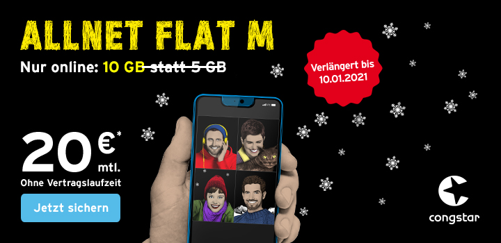 congstar Allnet Flat M - Aktion verl�ngert bis 10.01.2021