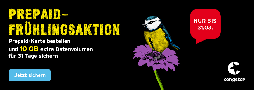 Die congstar Prepaid-Fr�hlingsaktion: 10 GB gratis