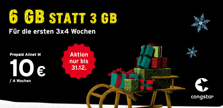 6 GB Datenvolumen � congstar Prepaid Allnet M � Nur im Dezember 2021
