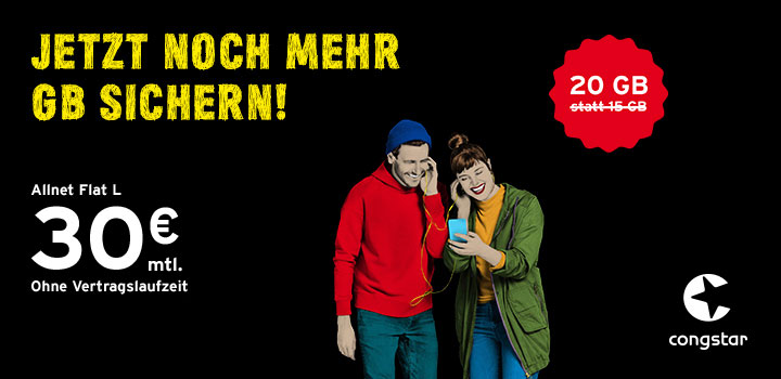 congstar Allnet Flat L � 20 GB Datenvolumen plus Allnet und SMS Flat