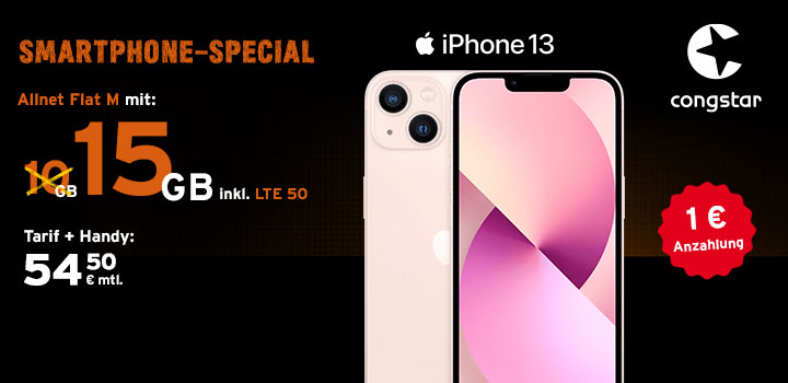 congstar Smartphone-Special � iPhone 13 + Allnet Flat M