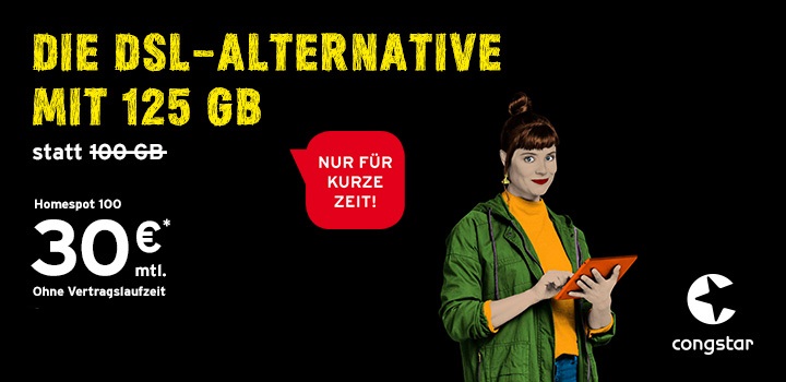 congstar Homespot 100 Aktion � jetzt mit monatlich 25 GB Extra-Daten
