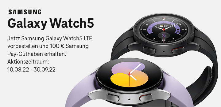 Beim Kauf einer Samsung Galaxy Watch5 � 100 � Samsung Pay-Guthaben sichern