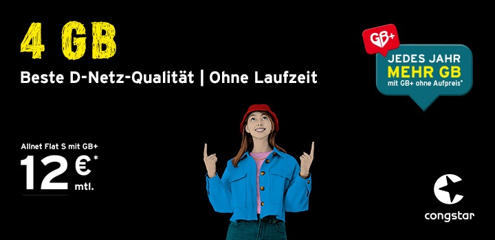 congstar Allnet Flat S � jetzt mit 4 GB Datenvolumen<br />

