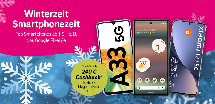 Bis 02.01.2023: Top-Smartphones ab 1 � + 240 � Cashback