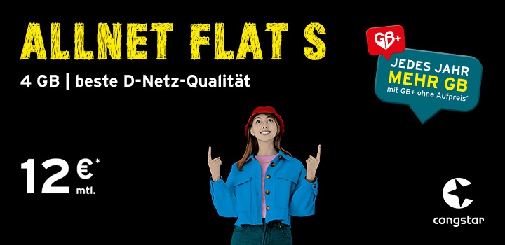 congstar Allnet Flat S � jetzt mit 4 GB Datenvolumen