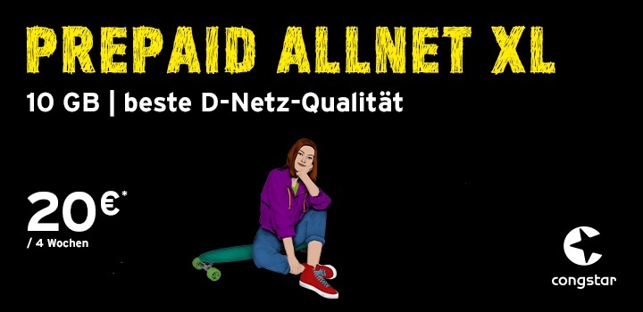 congstar Prepaid Allnet XL � 10 GB Datenvolumen 