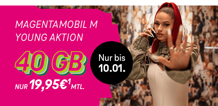 Nur noch bis 10.01.: MagentaMobil Young Angebot - 40 GB f�r nur 19,95 &euro;