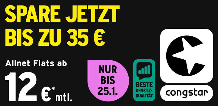 congstar Allnet Flat Aktion: Bis zu 35 &euro; sparen