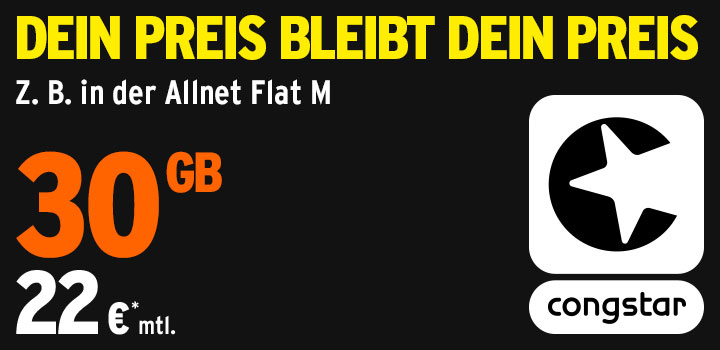 congstar Fr�hlingsaktion: 30 GB f�r nur 22 &euro; mtl.