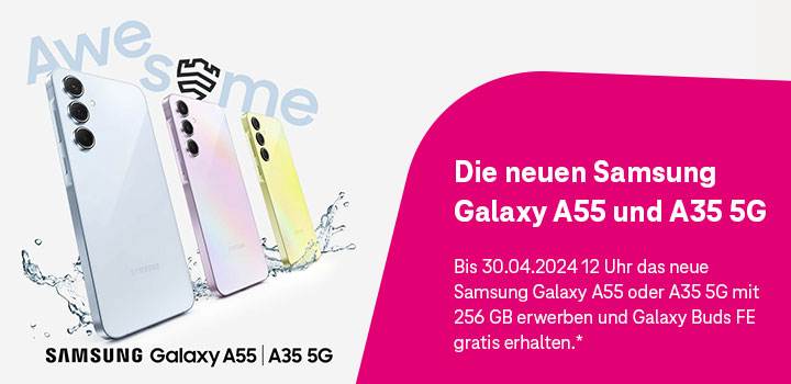 Das neue Samsung Galaxy A35 oder A55 kaufen und gratis Kopfh�rer sichern