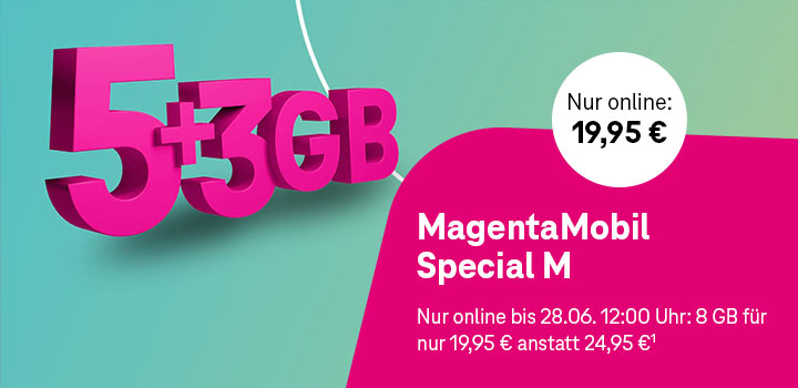 5 + 3 GB bei MagentaMobil Special M f�r nur 19,95&nbsp;&euro;