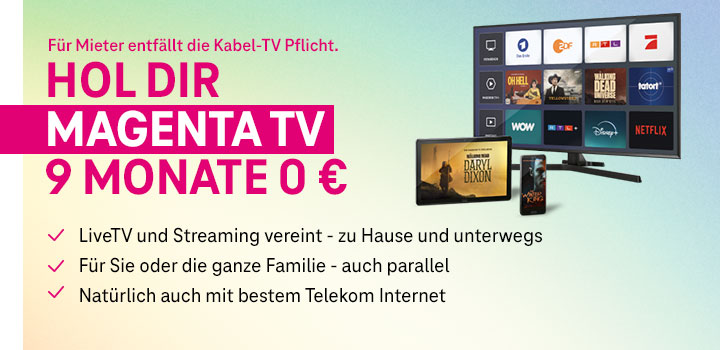 Verl�ngert: MagentaTV 9 Monate f�r 0 &euro;