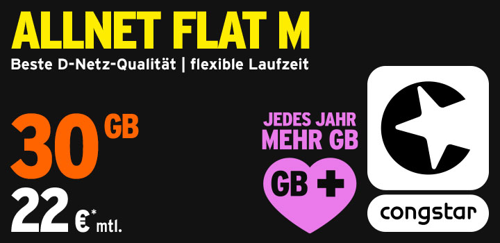 congstar Allnet Flat M: Die Flat f�r Online-Allrounder