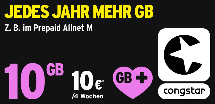 congstar Prepaid Allnet M - Aktion verl�ngert bis 29.01.2025