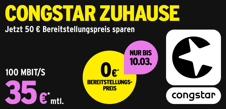 congstar Zuhause: 50 � Bereitstellungspreis sparen