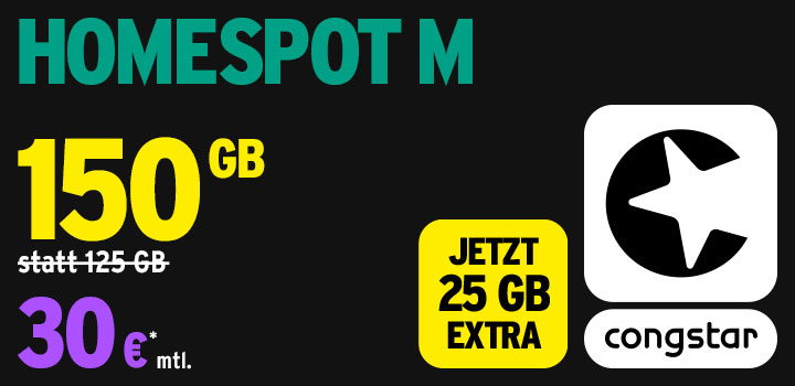 congstar Homespot M - 150 GB f�r 30 �