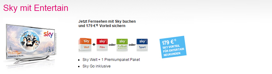Verl�ngert: 179,- � Ersparnis f�r Entertain Neukunden und Sky