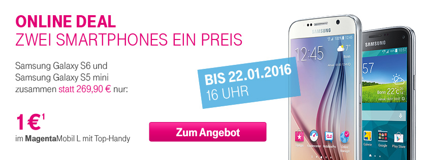 Zwei Smartphones � ein Preis: Samsung Galaxy S6 + Samsung Galaxy S5 mini