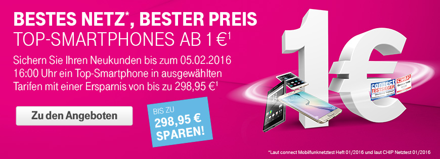 Viele Top-Smartphones in den Tarifen mit Top-Handy f�r 1 �