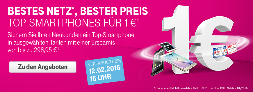 VERL�NGERUNG bis 12.02.2016 16 Uhr: Top-Smartphones f�r 1 �
