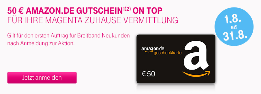 50 � Amazon.de Gutschein f�r die erste Vermittlung im August