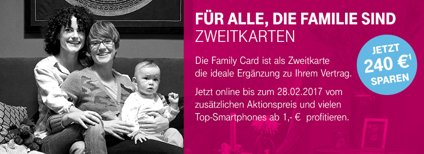 Top Smartphones f�r 1 Euro in Family Card Tarifen