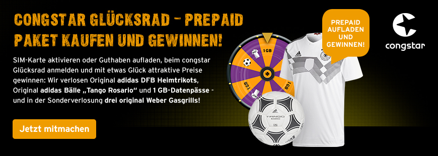 congstar Gl�cksrad � Als Prepaid Neu- und Bestandskunde attraktive Preise gewinnen.