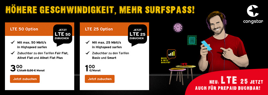 congstar - LTE Option f�r alle Prepaid Tarife