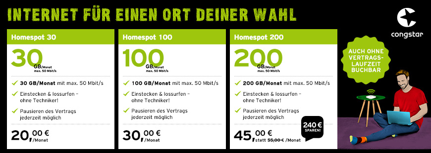 congstar - Homespot 200 - Ersparnis von 240 � sichern