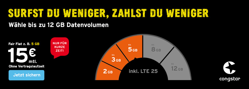 congstar Fair Flat jetzt im Aktionszeitraum monatlich g�nstiger