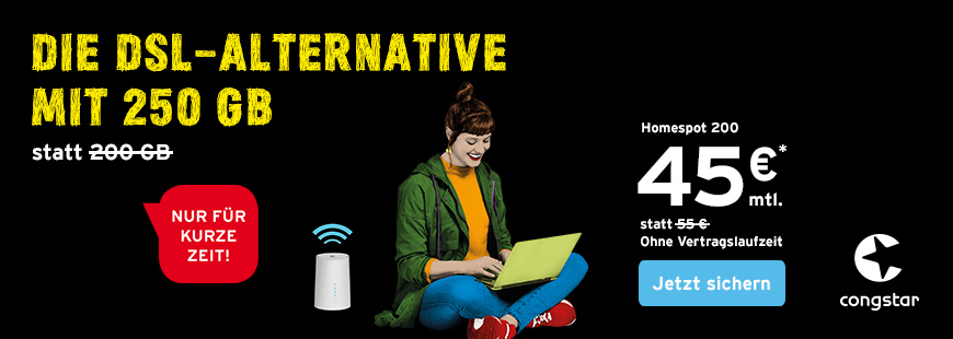 congstar Homespot Aktion � mehr Datenvolumen