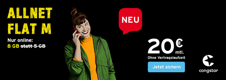 congstar Allnet Flat M - mehr Inklusiv-Datenvolumen f�r kurze Zeit