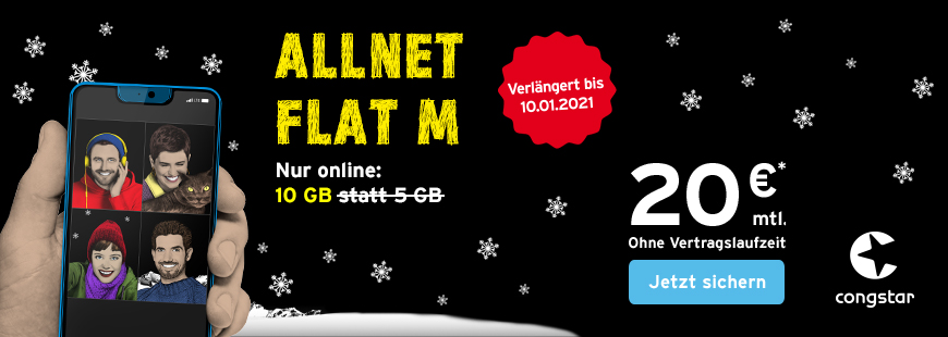 congstar Allnet Flat M - Aktion verl�ngert bis 10.01.2021