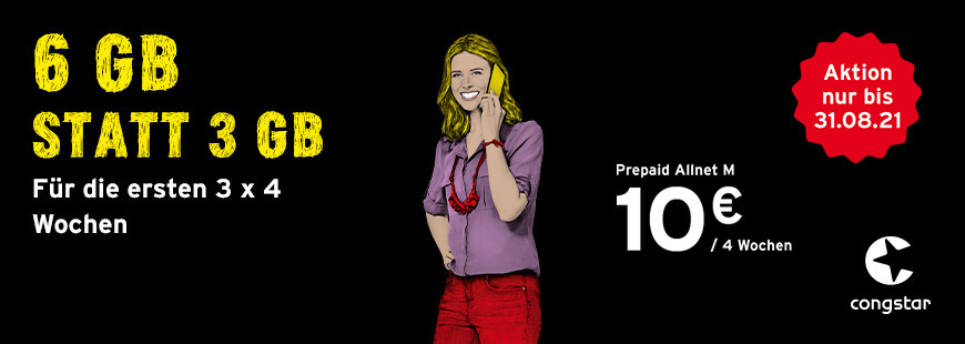 congstar Prepaid Allnet M � 3 Monate doppeltes Datenvolumen sichern