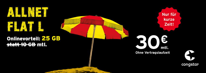 Nur noch f�r kurze Zeit: Die congstar Allnet L Sommeraktion