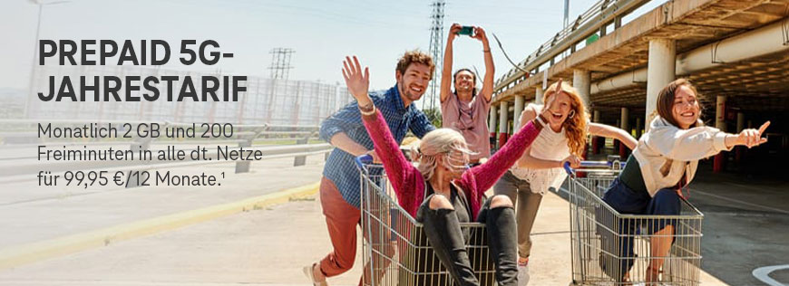 Prepaid 5G-Jahrestarif � Volle Kostenkontrolle inkl. 100 � Startguthaben