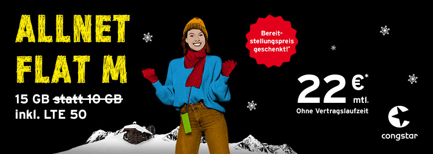 congstar Winteraktion - 15 GB f�r nur 22 � mtl.